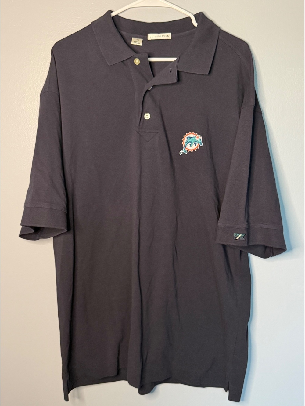 Cutter & Buck Miami Dolphins Men's Polo Shirt Large Black Cotton